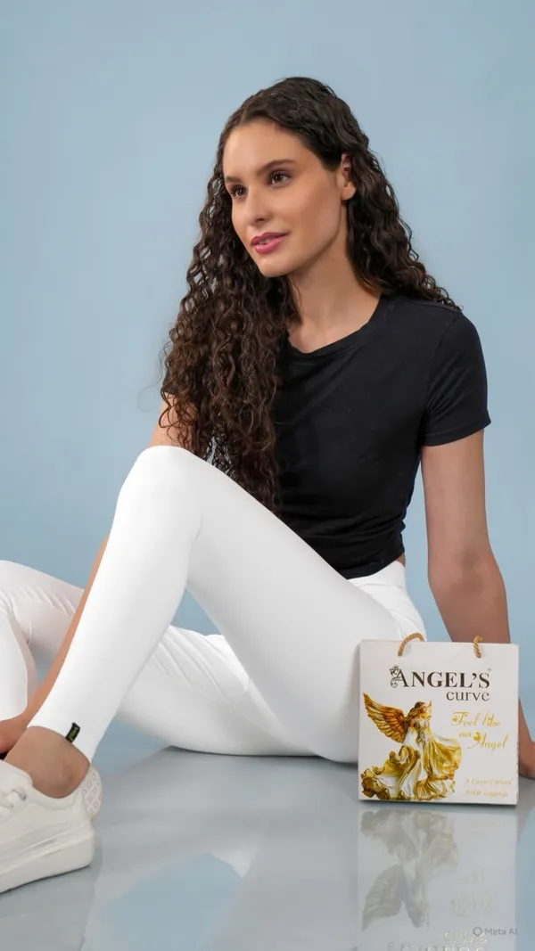 White_Organic_Egyptian_Cotton_Blend_Slim_Fit_Ankle_Length_Leggings_For_Women