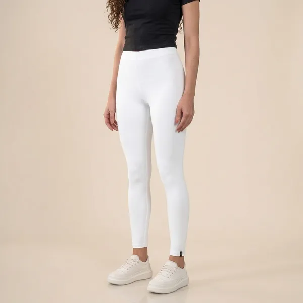 White_Organic_Egyptian_Cotton_Blend_Slim_Fit_Ankle_Length_Leggings_For_Women