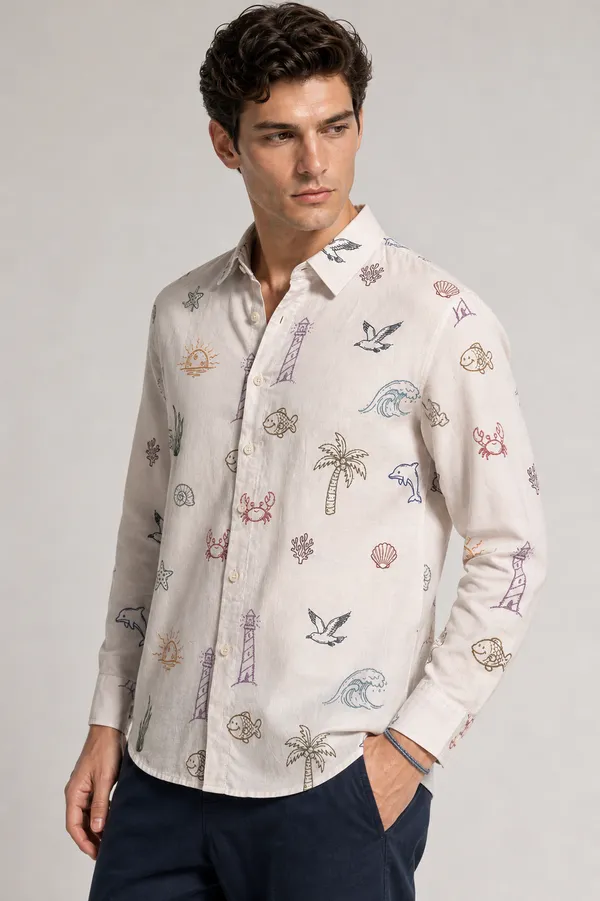 Doodle_Print_Mens_caual_Shirt