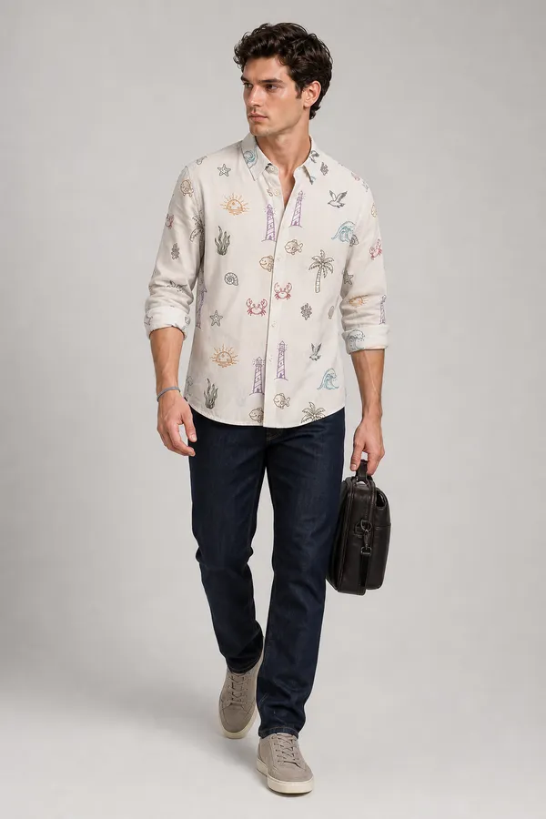 Doodle_Print_Mens_caual_Shirt