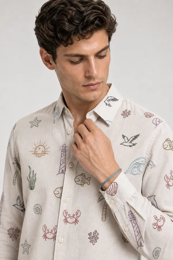Doodle_Print_Mens_caual_Shirt