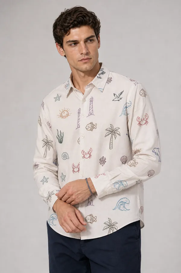 Doodle_Print_Mens_caual_Shirt
