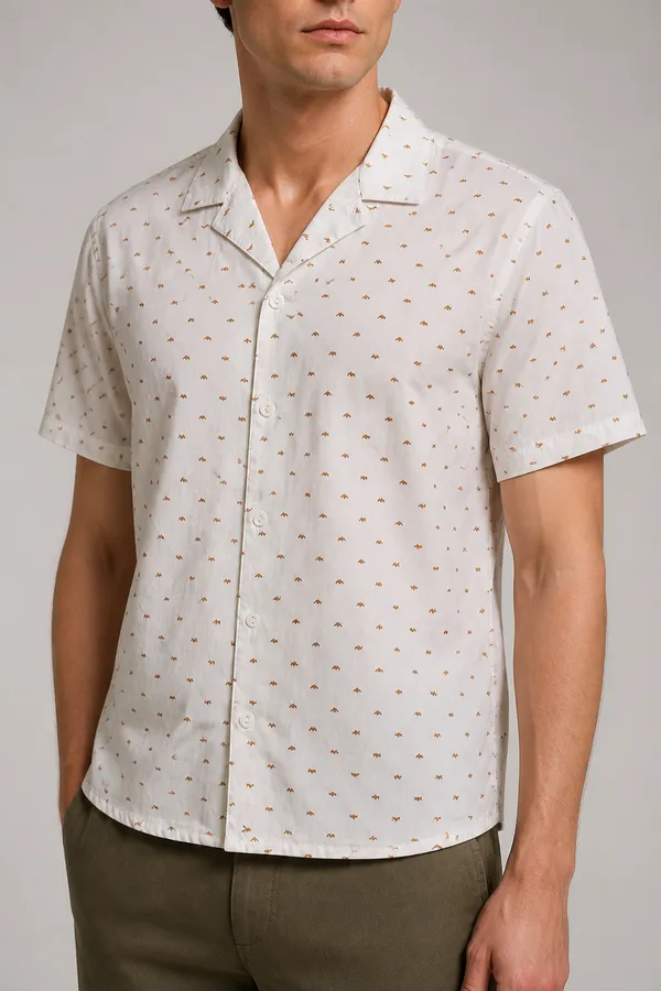 White_Weave_design_Casual_Shirt