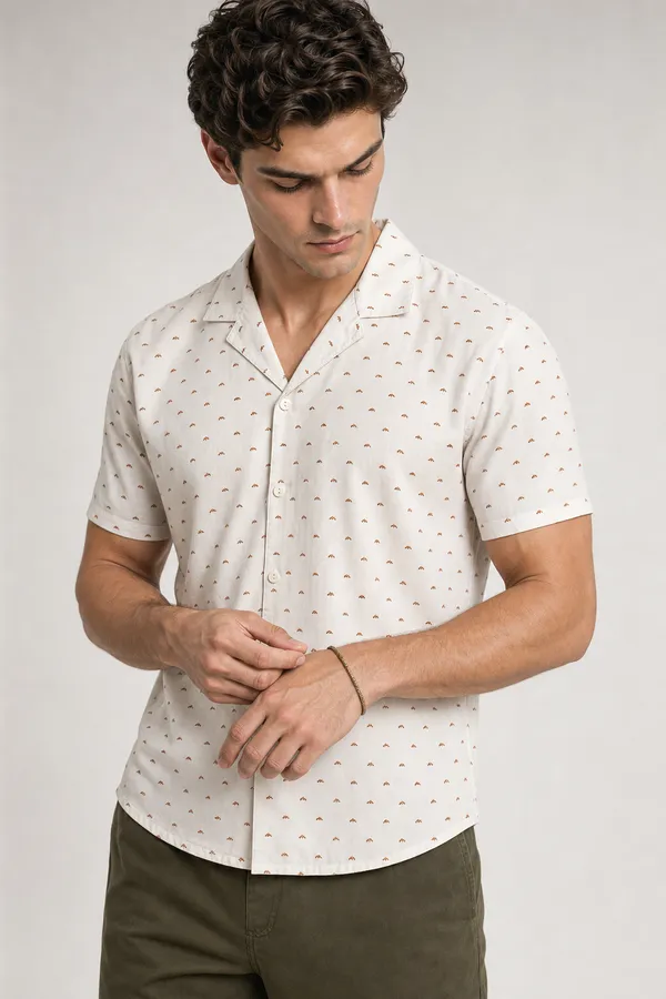 White_Weave_design_Casual_Shirt