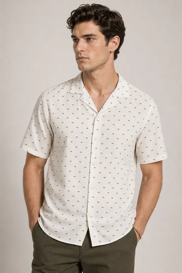 White_Weave_design_Casual_Shirt