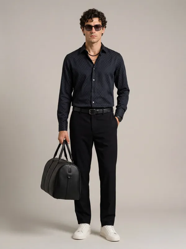 Black_Viscose_Blend_Regular_Fit_Woven_Jacquard_Shirt_For_Men