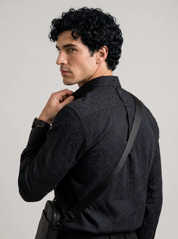 Black_Viscose_Blend_Regular_Fit_Woven_Jacquard_Shirt_For_Men