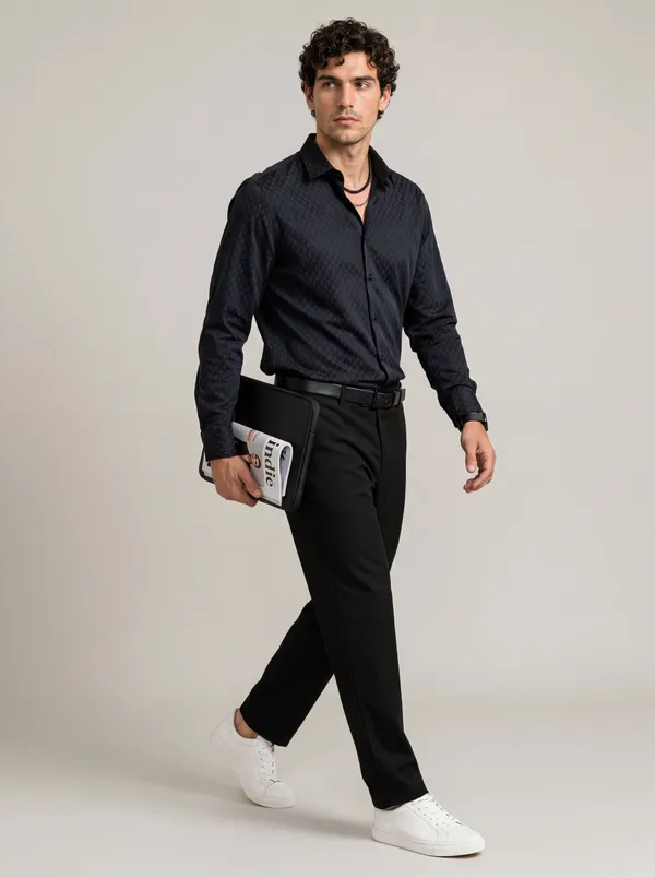 Black_Viscose_Blend_Regular_Fit_Woven_Jacquard_Shirt_For_Men
