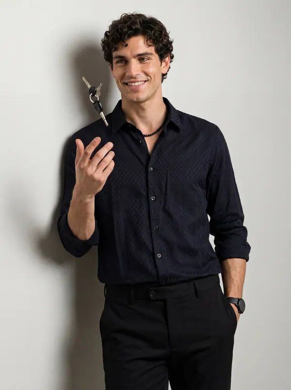 Black_Viscose_Blend_Regular_Fit_Woven_Jacquard_Shirt_For_Men