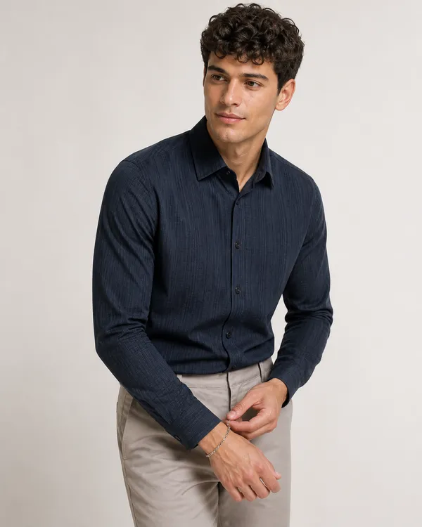 Navy_Blue_Viscose__Blend_Regular_Fit_Self_Stripe_Shirt_For_Men
