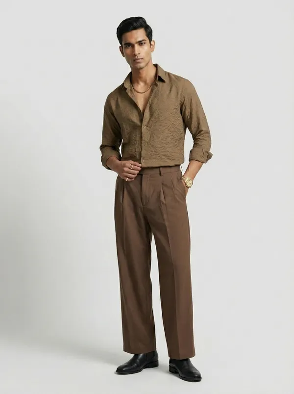 Brown_Viscose_Blend_Regular_Fit_Crushed_Texture_Shirt_For_Men