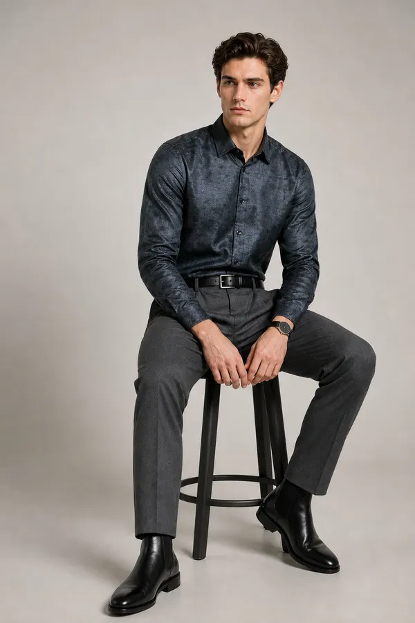 Black_Viscose_Blend_Regular_Fit_Shimmer_Shirt_For_Men