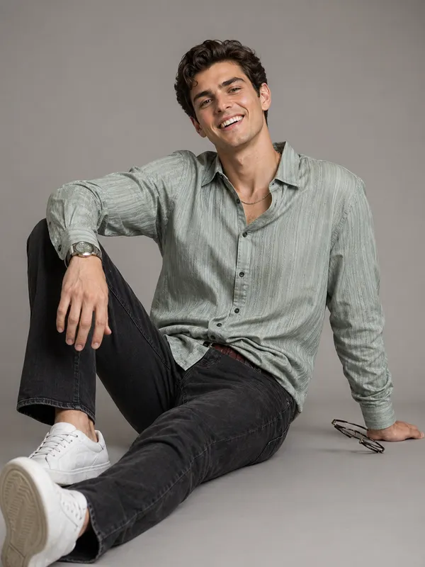 Grey_Viscose_Blend_Regular_Fit_Textured_Stripe_Shirt_For_Men