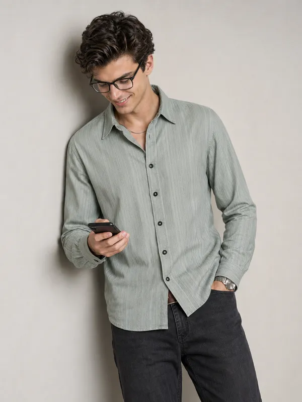 Grey_Viscose_Blend_Regular_Fit_Textured_Stripe_Shirt_For_Men