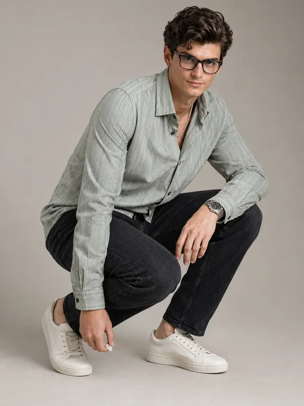 Grey_Viscose_Blend_Regular_Fit_Textured_Stripe_Shirt_For_Men