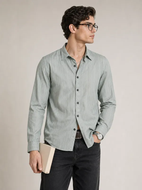 Grey_Viscose_Blend_Regular_Fit_Textured_Stripe_Shirt_For_Men