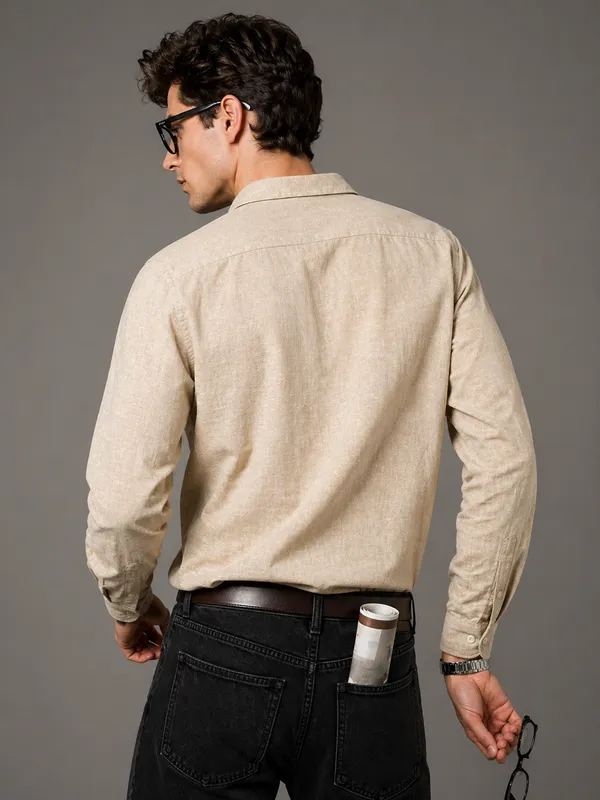 Beige_Viscose_Cotton_Regular_Fit_Textured_Semi-Formal_Shirt_For_Men