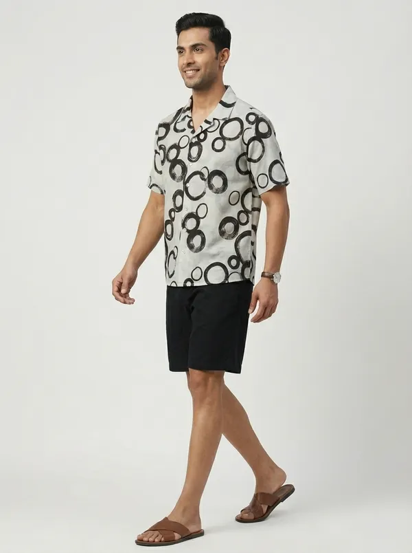 White_Viscose_Cotton_Boxy_Fit_Abstract_Print_Cuban_Collar_Shirt_For_Men