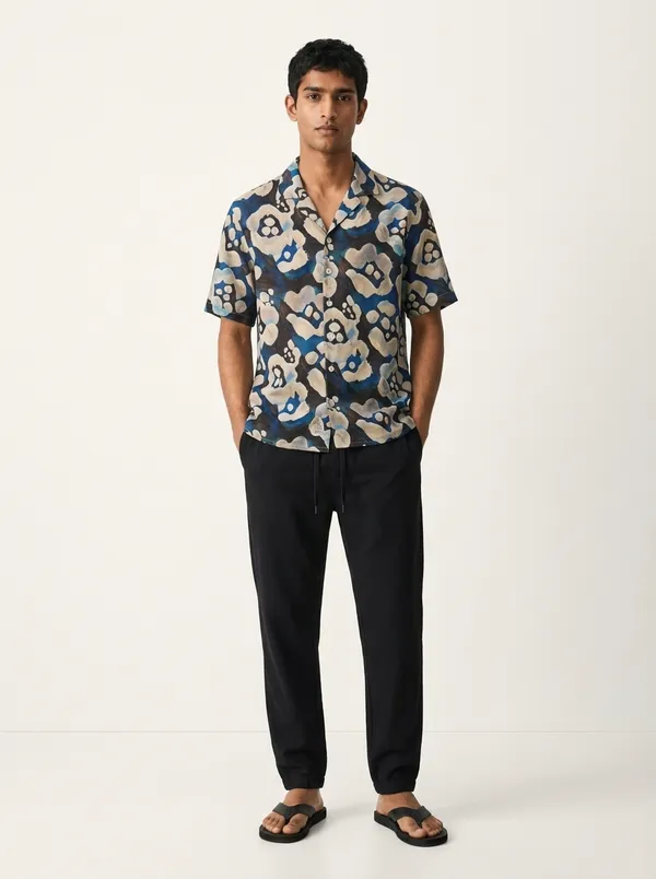 Indigo_Viscose_Cotton_Boxy_Fit_Floral_Print_Cuban_Collar_Shirt_For_Men