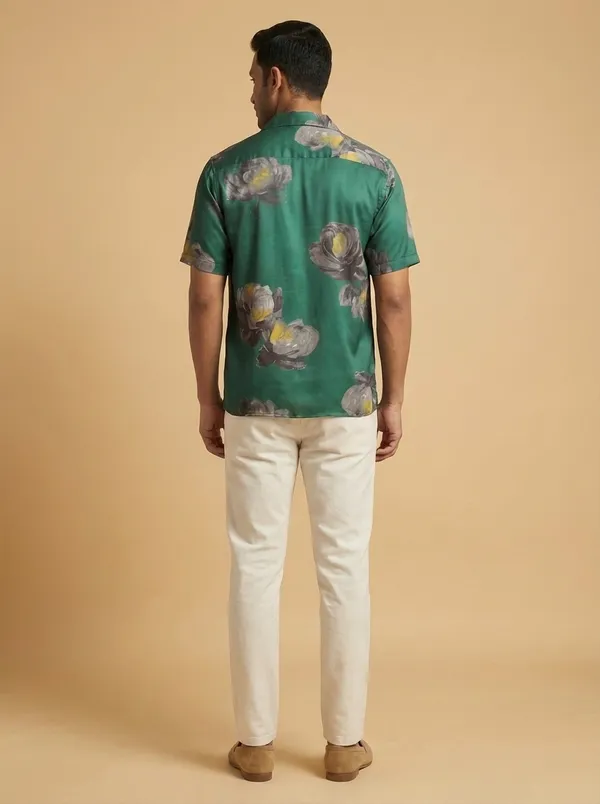 Green_Satin_Boxy_Fit_Floral_Print_Cuban_Collar_Shirt_For_Men