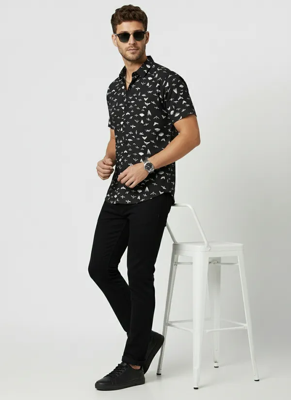 Black_Viscose_Cotton_Regular_Fit_Insect_Print_Casual_Shirt_For_Men