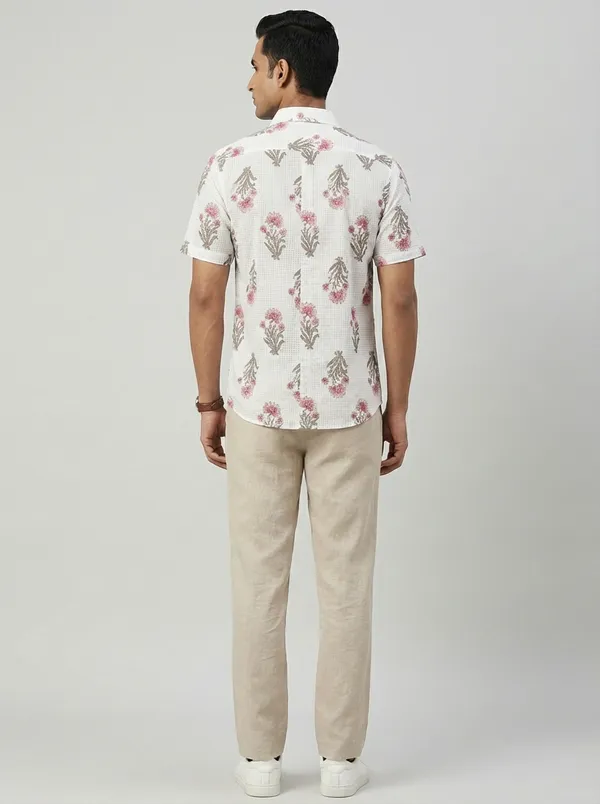 White_Cotton_Regular_Fit_Mughal_Block_Print_Casual_Shirt_For_Men