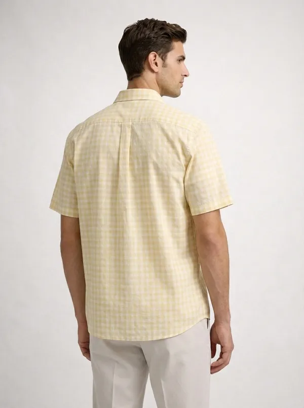 Yellow_Viscose-Cotton_Regular_Fit_Gingham_Check_Shirt_For_Men