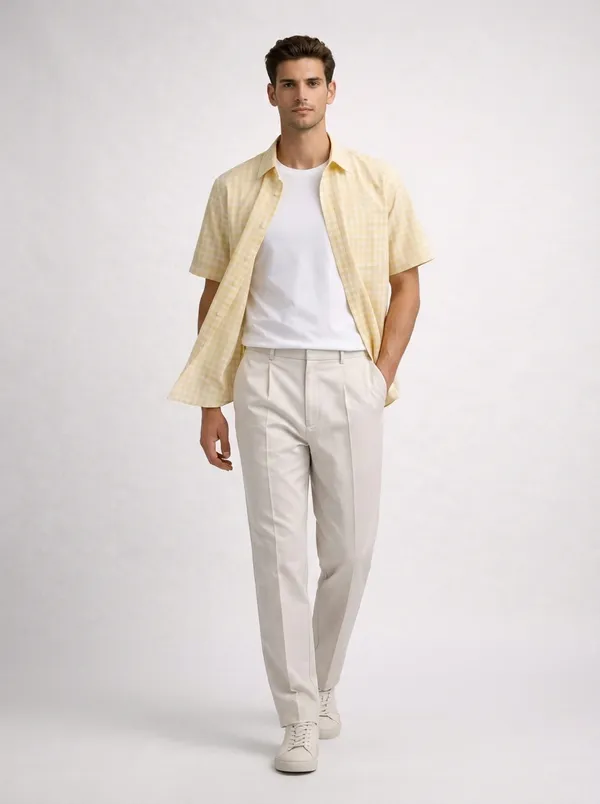 Yellow_Viscose-Cotton_Regular_Fit_Gingham_Check_Shirt_For_Men