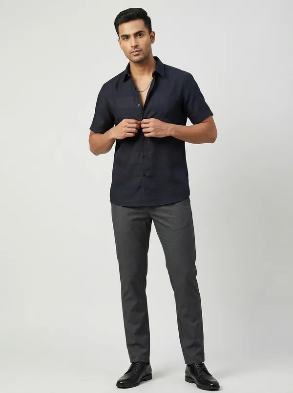 Black_Viscose_Cotton_Regular_Fit_Dobby_Semi-Formal_Shirt_For_Men