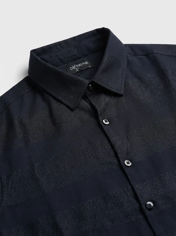 Black_Viscose_Cotton_Regular_Fit_Dobby_Semi-Formal_Shirt_For_Men