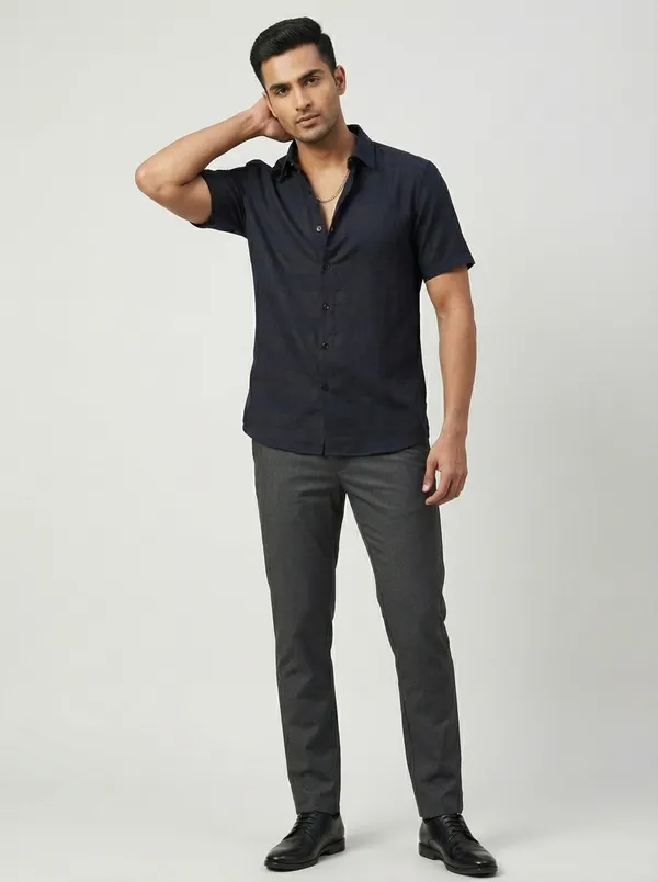 Black_Viscose_Cotton_Regular_Fit_Dobby_Semi-Formal_Shirt_For_Men