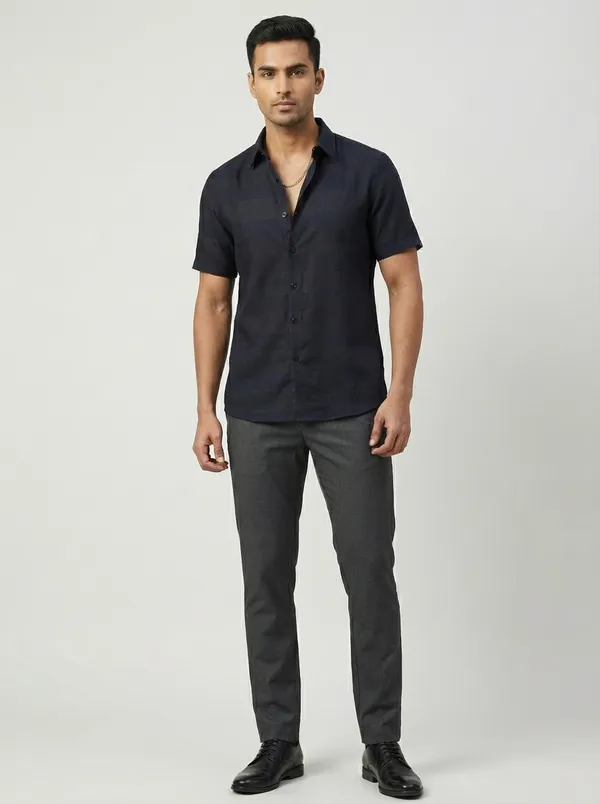 Black_Viscose_Cotton_Regular_Fit_Dobby_Semi-Formal_Shirt_For_Men
