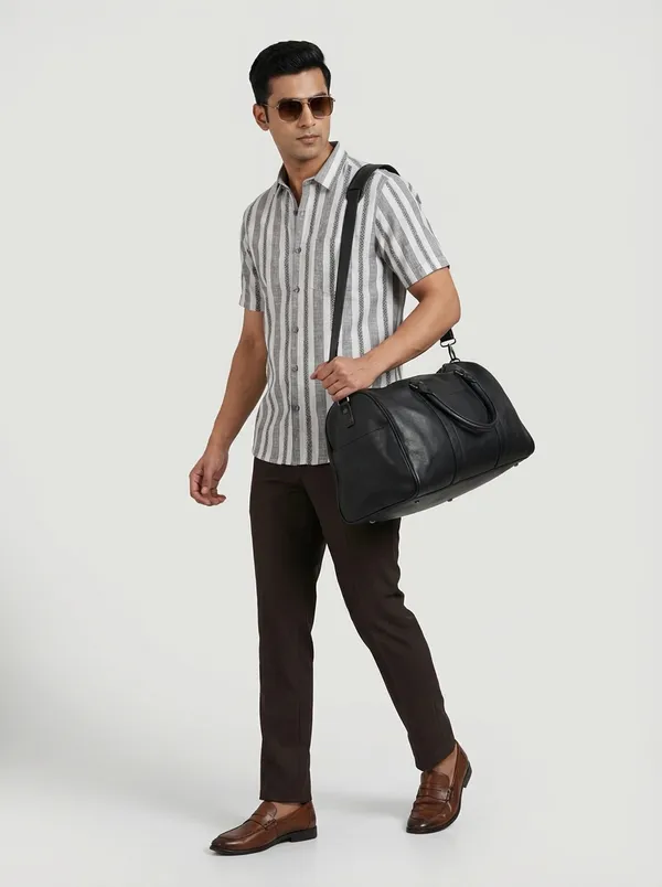 White_Cotton_Regular_Fit_Dobby_Striped_Semi-Formal_Shirt_For_Men