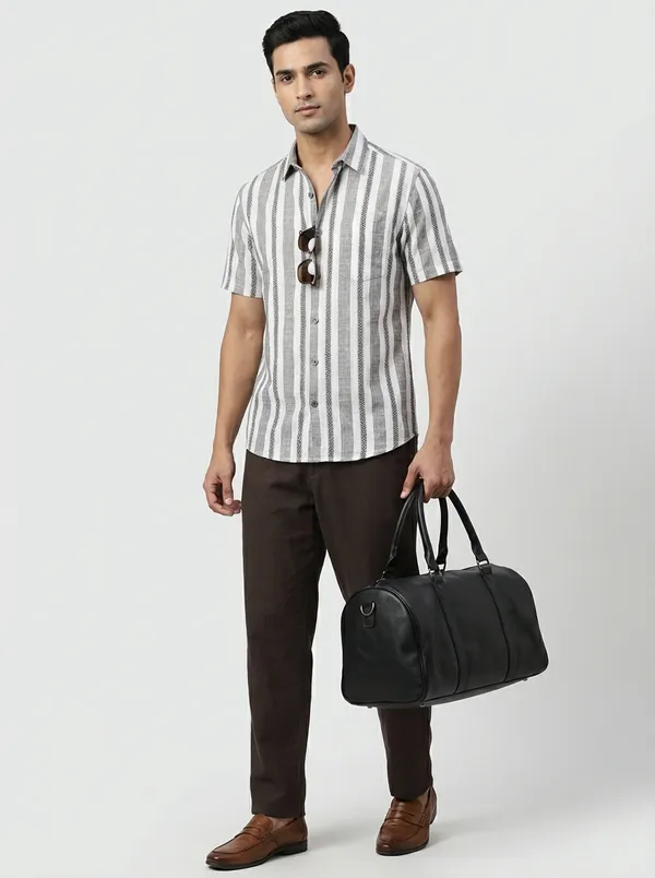 White_Cotton_Regular_Fit_Dobby_Striped_Semi-Formal_Shirt_For_Men