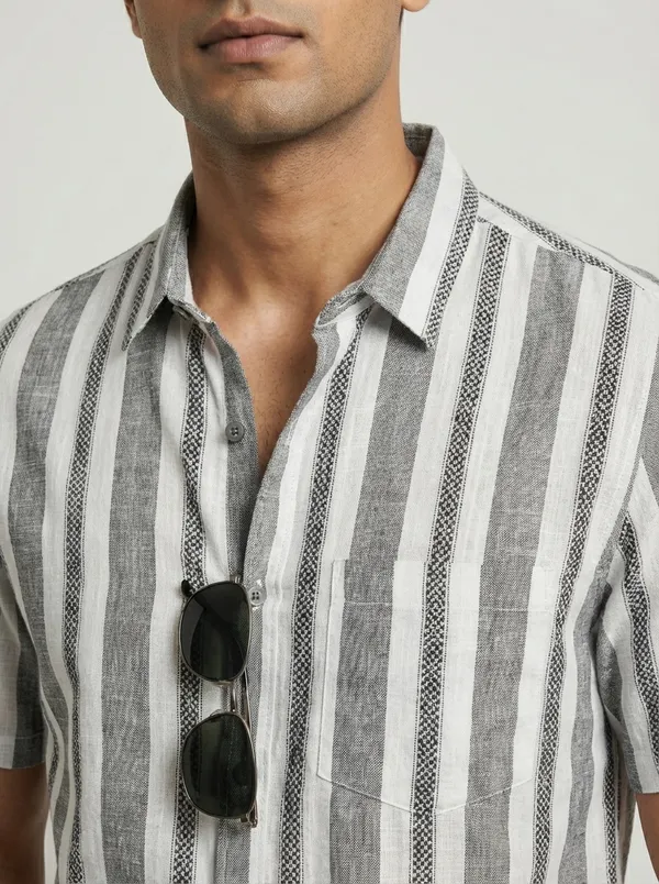 White_Cotton_Regular_Fit_Dobby_Striped_Semi-Formal_Shirt_For_Men