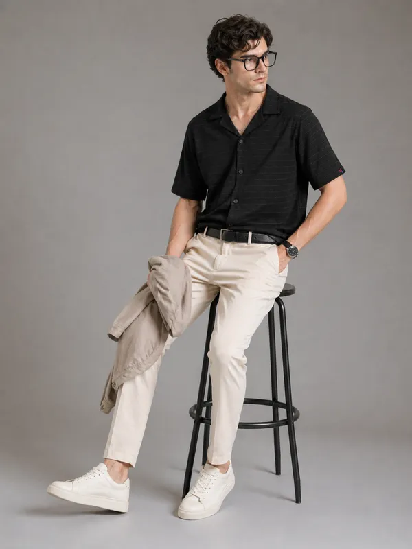 Navy_Blue_Viscose__Blend_Relaxed_Fit_Self_Stripe_Shirt_For_Men