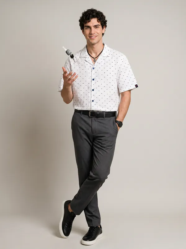 White_Viscose_Blend_Cuban_Fit_Geometric_Print_Casual_Shirt_For_Men