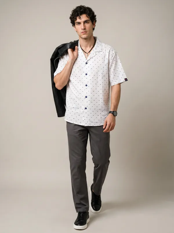 White_Viscose_Blend_Cuban_Fit_Geometric_Print_Casual_Shirt_For_Men