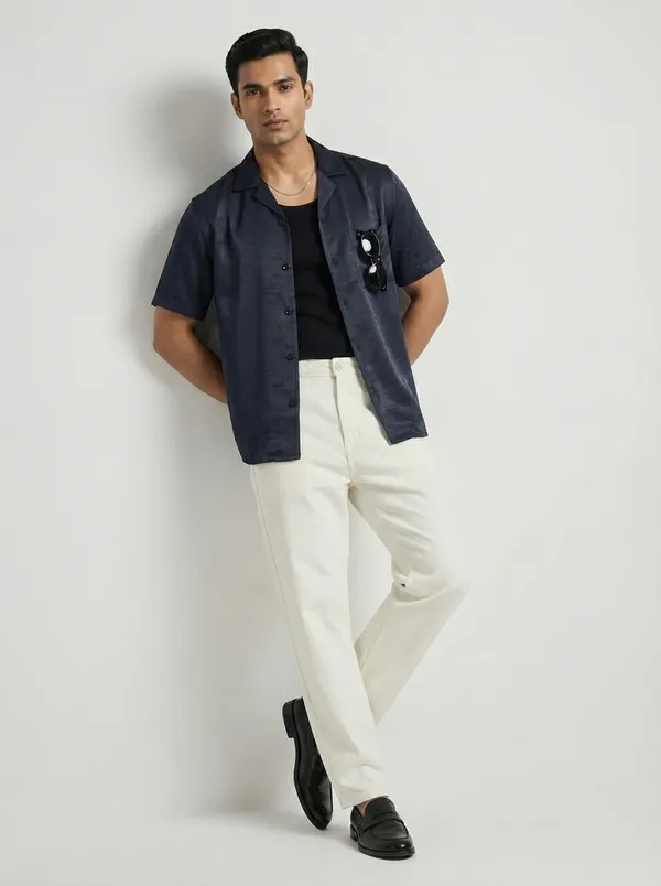 Charcoal_Viscose_Blend_Regular_Fit_Shimmer_Shirt_For_Men