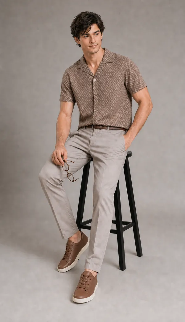 Brown_Viscose_Blend_Relaxed_Fit_Self_Textured_Dobby_Shirt_For_Men