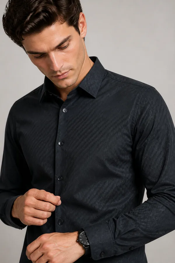 Charcoal_Viscose_Blend_Regular_Fit_Self_Textured_Dobby_Shirt_For_Men