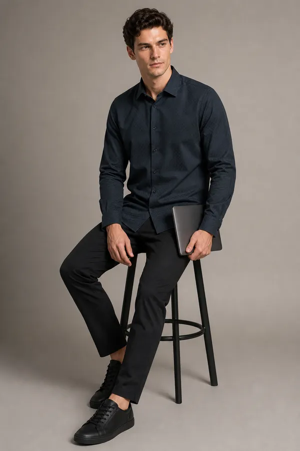 Charcoal_Viscose_Blend_Regular_Fit_Self_Textured_Dobby_Shirt_For_Men