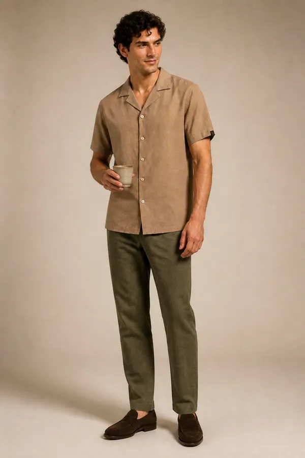 Brown_Viscose_Blend_Cuban_Fit_Waffle_Texture_Casual_Shirt_For_Men