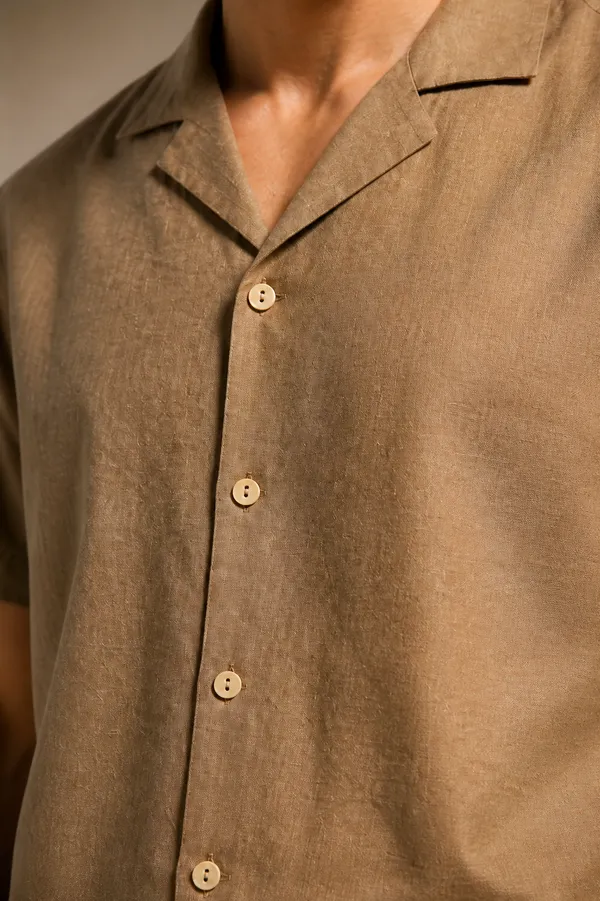 Brown_Viscose_Blend_Cuban_Fit_Waffle_Texture_Casual_Shirt_For_Men