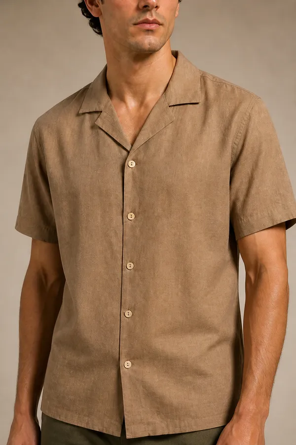 Brown_Viscose_Blend_Cuban_Fit_Waffle_Texture_Casual_Shirt_For_Men