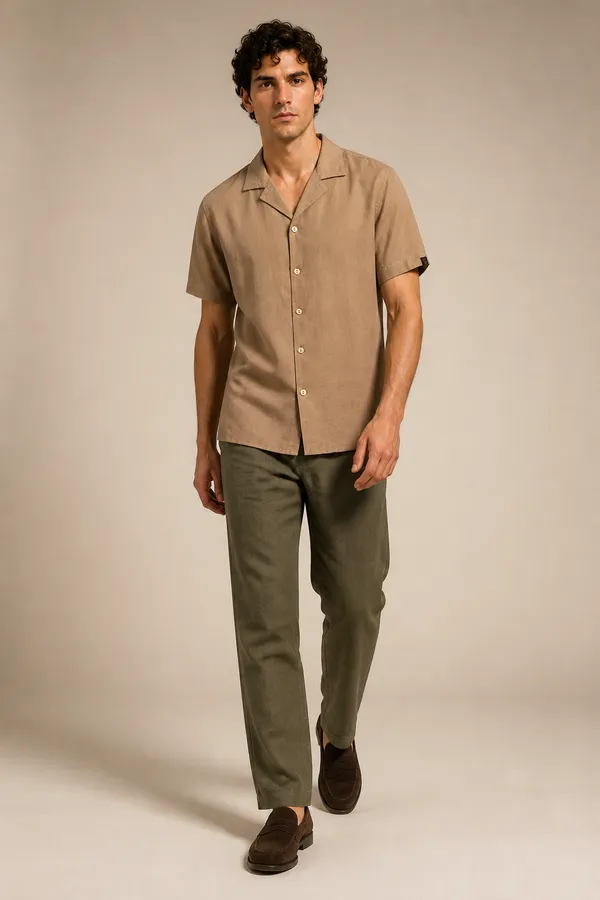 Brown_Viscose_Blend_Cuban_Fit_Waffle_Texture_Casual_Shirt_For_Men