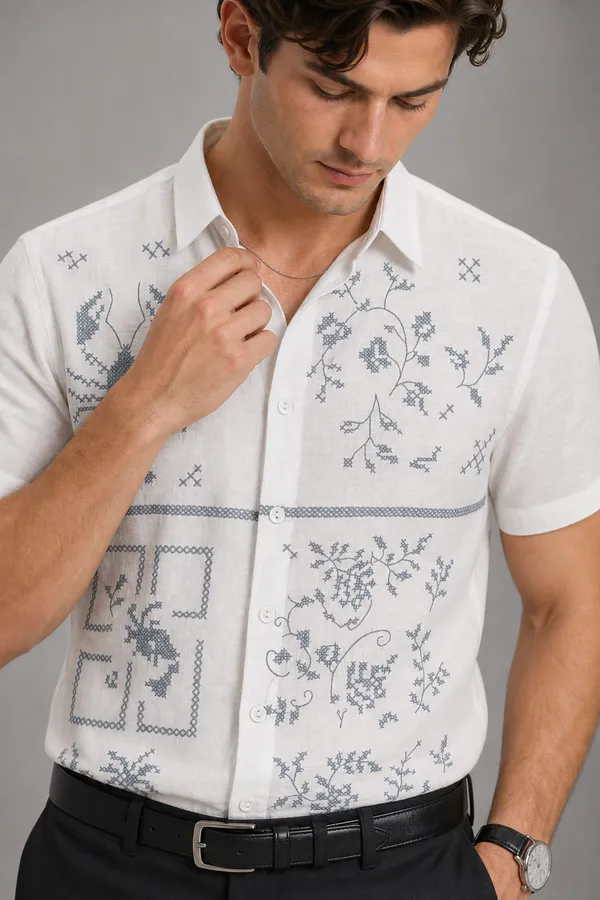 White_Cotton_Regular_Fit_Embroidered_Casual_Shirt_For_Men