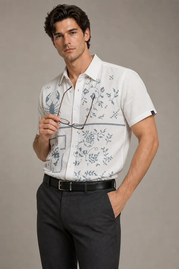 White_Cotton_Regular_Fit_Embroidered_Casual_Shirt_For_Men
