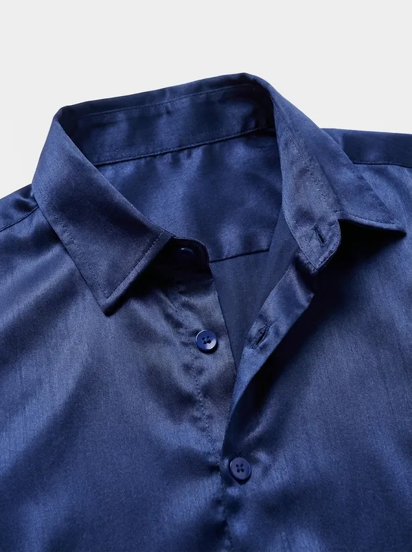 Navy_Satin_Regular_Fit_Solid_Cuban_Collar_Party_Shirt_For_Men