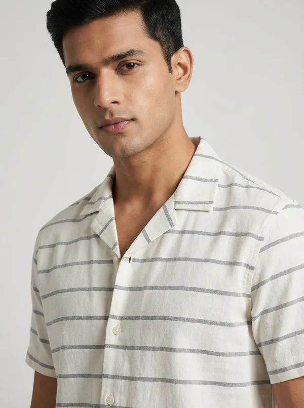 Off_White_Viscose_Cotton_Boxy_Fit_Striped_Cuban_Collar_Shirt_For_Men